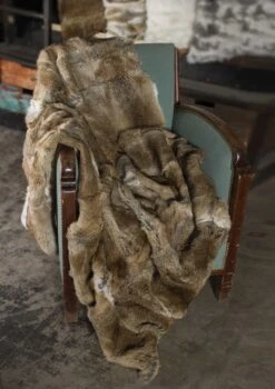 HomeRoots 2" X 50" X 60" 100 Natural Rabbit Fur Hazelnut Throw Blanket