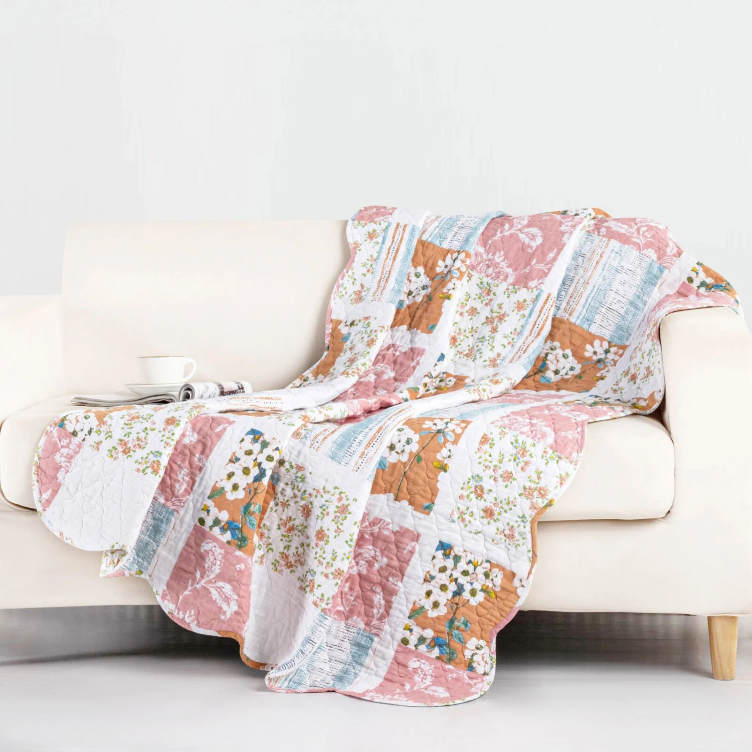 Greenland Home Everly Shabby Chic Quilted Premium Quality All Season Throw Blanket 50x60inch 2 Greenland Home Everly Shabby Chic Quilted Premium Quality All Season Throw Blanket 50x60inch - Image 2