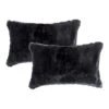 HomeRoots Set Of Two 12" X 20" Black Rabbit Natural Fur Throw Pillows