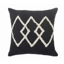 20" Black And White Diamond Square Throw Pillow