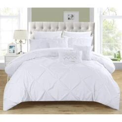 Chic Home 8 Piece Zita Pinch Pleated Ruffled & Pleated Complete Bed Comforter Set,
