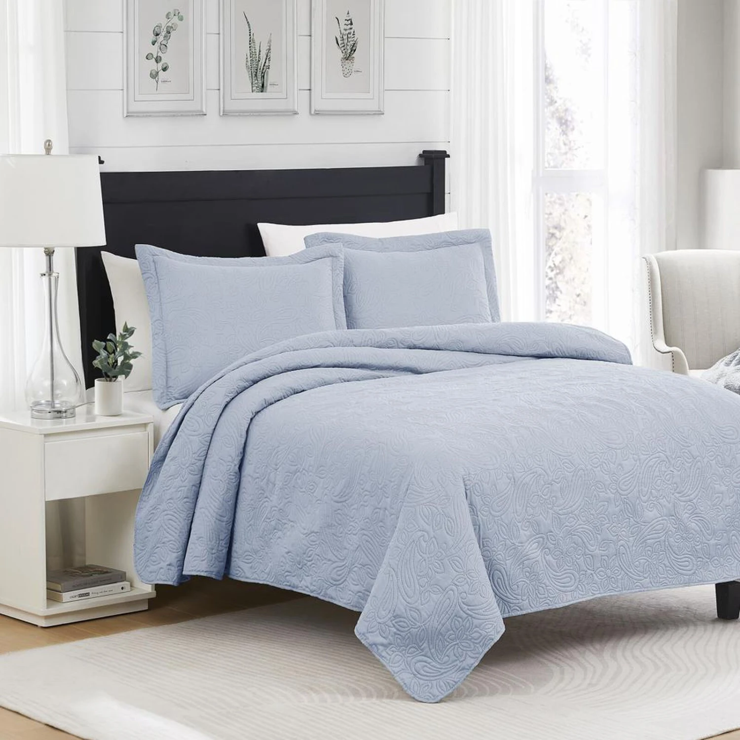 RT Designers Collection Milla 3pc Pinsonic Premium Quality All Season Quilt Set For Revitalize Bedroom King Blue 1 RT Designers Collection Milla 3pc Pinsonic Premium Quality All Season Quilt Set For Revitalize Bedroom King Blue