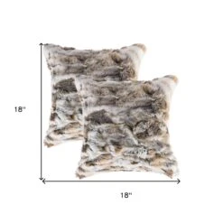 Homezia Set Of Two 18" X 18" Tan And White Rabbit Natural Fur Animal Print Throw Pillows -Bed Linings Sale 0ac9a32865d644cc9a98d26986626b99