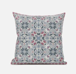 Homezia 20"Pink Gray Paisley Zippered Suede Throw Pillow