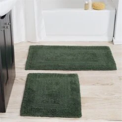 Lavish Home 2 Piece Cotton Bath Mat Set - Green