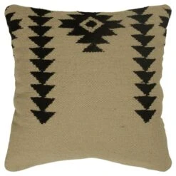 Homezia Black Beige Mod Tribal Down Filled Throw Pillow