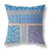 HomeRoots 20"X20" Blue And Yellow Microsuede Patchwork Zippered Pillow