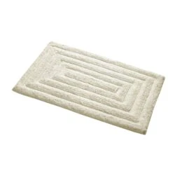 Knightsbridge Stylish And Comfortable All Season Traditional Racetrack Design Cotton Bath Rug 17" X 24" Ivory