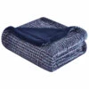 HomeRoots Navy Blue Reversible Velvet And Sherpa Throw Blanket