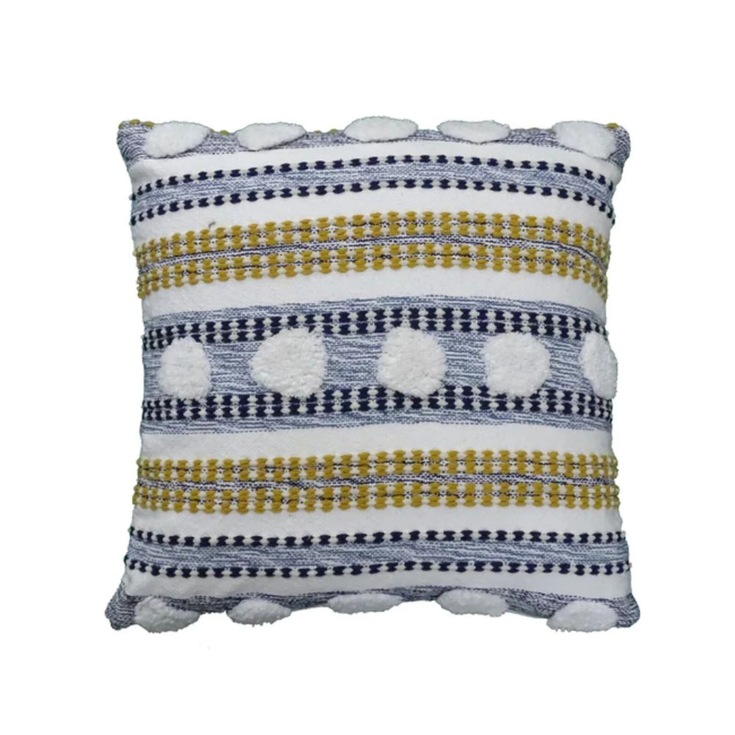 Homezia 20" X 20" Blue And Yellow Ribbed Zippered Cotton Blend Throw Pillow 1 Homezia 20" X 20" Blue And Yellow Ribbed Zippered Cotton Blend Throw Pillow
