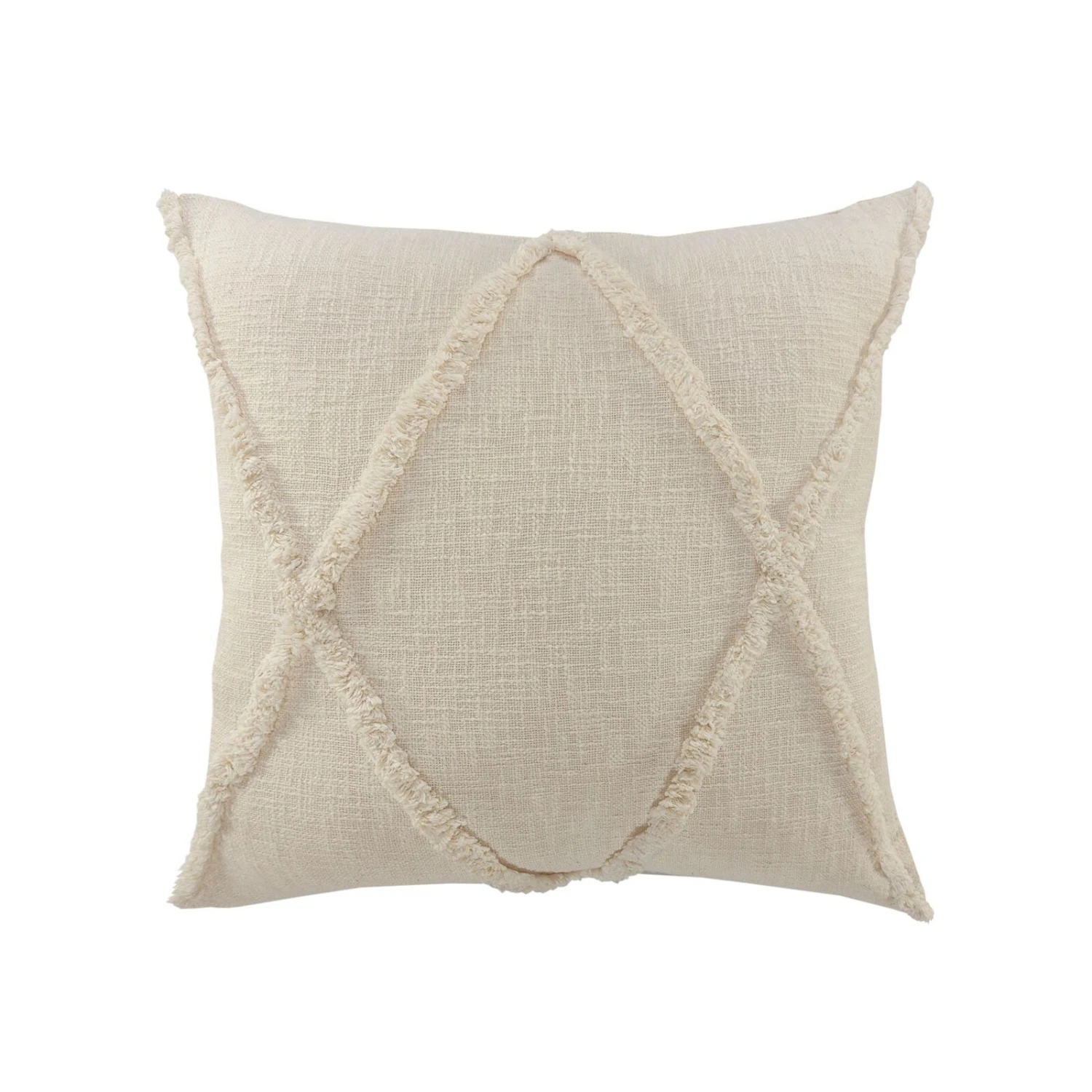 26" Cream Hand Woven Diamond Tufted Square Throw Pillow 1 26" Cream Hand Woven Diamond Tufted Square Throw Pillow