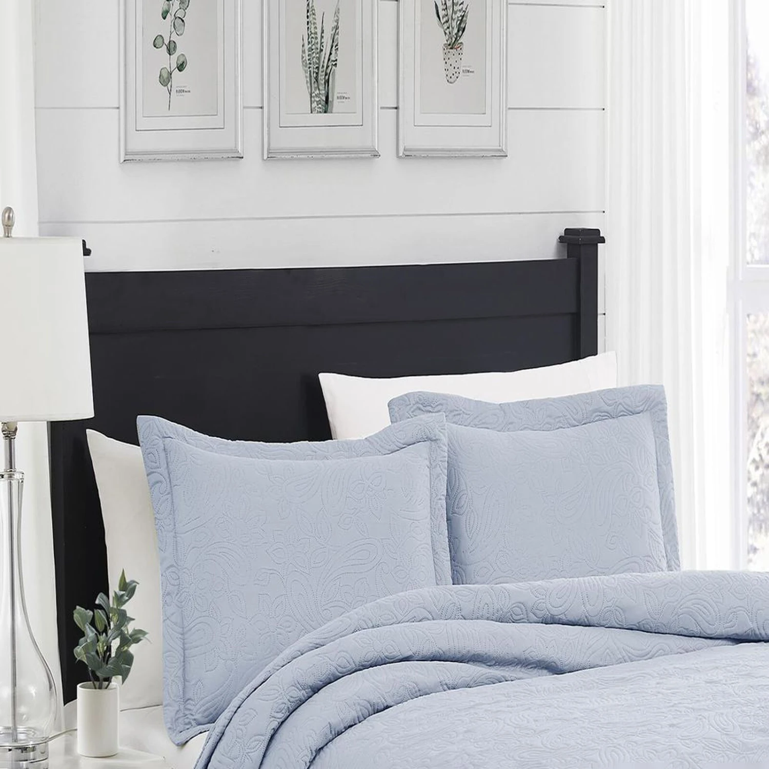 RT Designers Collection Milla 3pc Pinsonic Premium Quality All Season Quilt Set For Revitalize Bedroom King Blue 2 RT Designers Collection Milla 3pc Pinsonic Premium Quality All Season Quilt Set For Revitalize Bedroom King Blue - Image 2