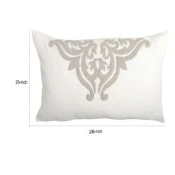 Lenz 26 Inch Cotton Standard Pillow Sham, Hand Stitched Embroidery, Ivory-Benzara 9 Lenz 26 Inch Cotton Standard Pillow Sham, Hand Stitched Embroidery, Ivory-Benzara -Bed Linings Sale 16e5df76691a4e00b258fe0e85c46a99