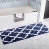 Bedford Home 100 Percent Cotton Trellis Bathroom Mat - 24 X 60 In. - White
