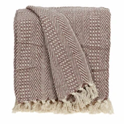 HomeRoots Brown And Beige Woven Herringbone Handloomed Throw