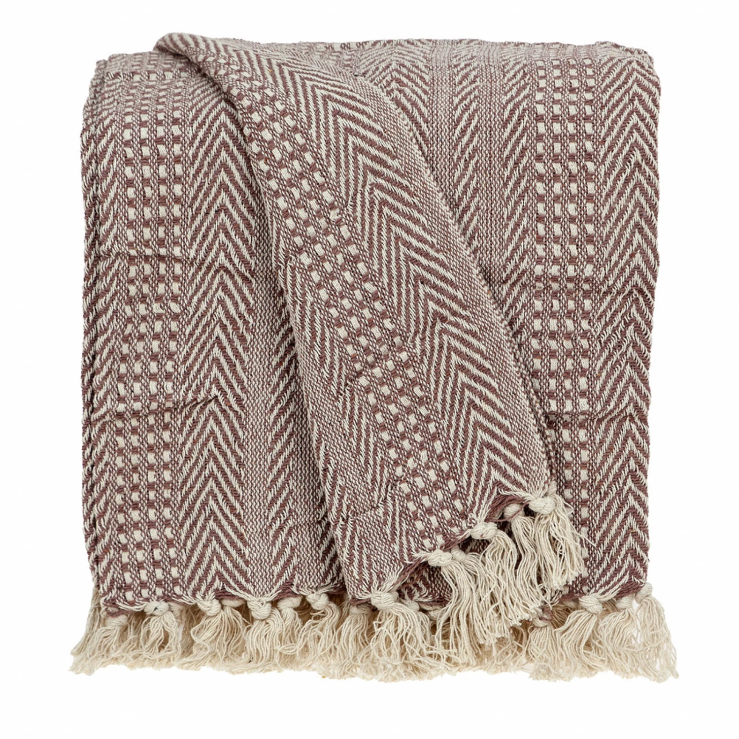 HomeRoots Brown And Beige Woven Herringbone Handloomed Throw 1 HomeRoots Brown And Beige Woven Herringbone Handloomed Throw