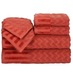 Bedford Home 6 Piece Cotton Deluxe Plush Bath Towel Set