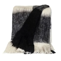 HomeRoots Charcoal And Ivory Super Soft Handloomed Throw Blanket