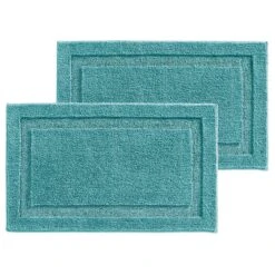 MDesign Non-Slip Microfiber Bathroom Rug, 21" X 34" - 2 Pack - Dark Brown