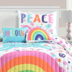 Unicorn Rainbow Quilt 4Pc Set -Bed Linings Sale 1f818ba770244f2794df3e0cb7462c64