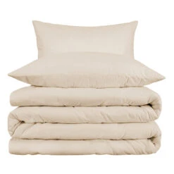 HomeRoots Ivory King Cotton Blend 1000 Thread Count Washable Duvet Cover Set
