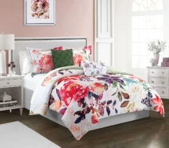 Chic Home Philia 9 Piece Reversible Comforter Set Floral Watercolor Design Bedding Sheet Set Decorative Pillows Shams Included Queen Multi