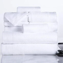 Bedford Home Ribbed Cotton 10 Piece Towel Set