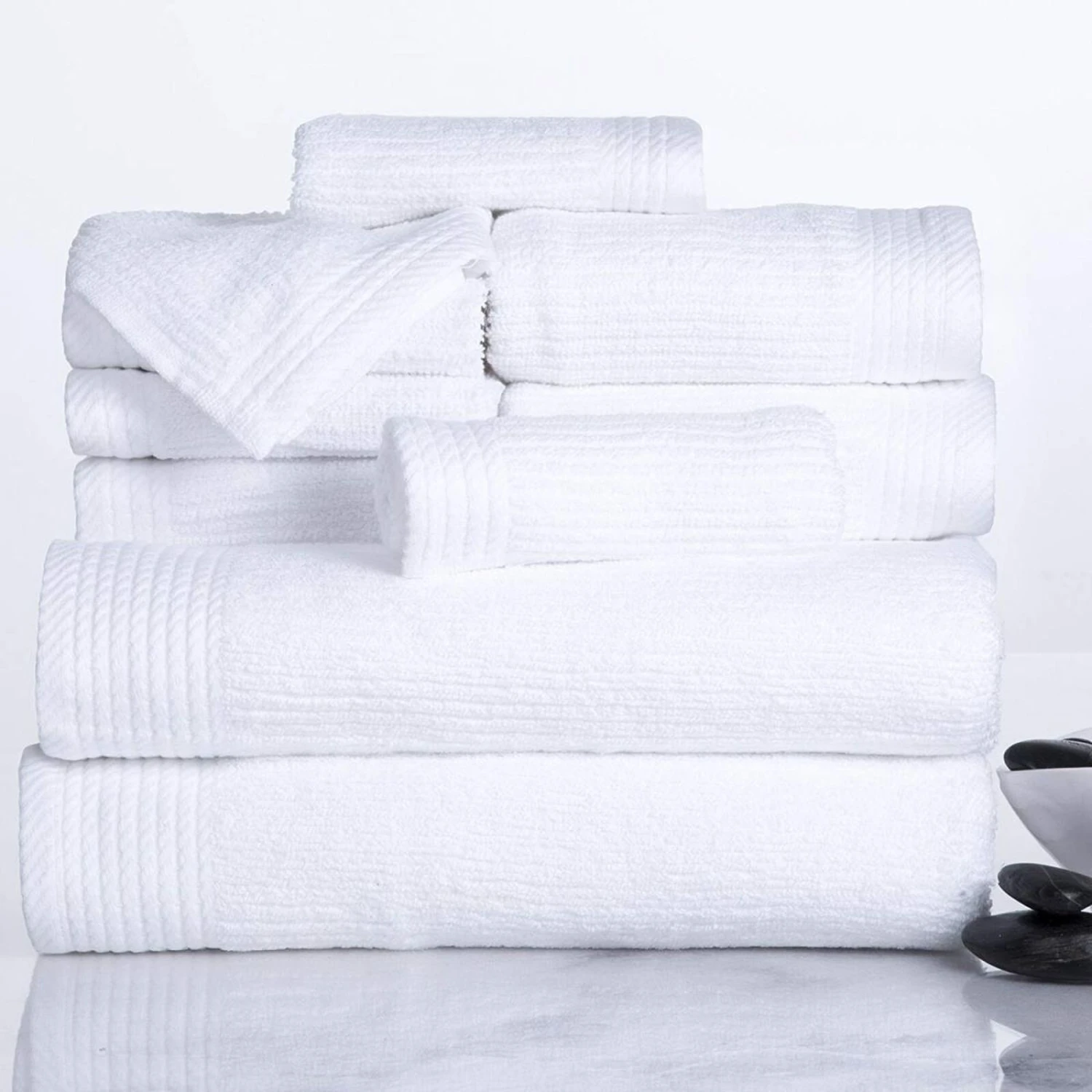 Bedford Home Ribbed Cotton 10 Piece Towel Set 1 Bedford Home Ribbed Cotton 10 Piece Towel Set