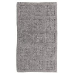 Knightsbridge Square Honeycomb 100% Cotton Reversible Bath Rug 21 X 34 Silver