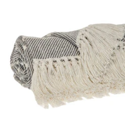 HomeRoots Parkland Collection Transitional Stripe Gray Rectangle 50" X 60" Throw