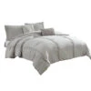 Tyler 8 Piece Puckered Comforter Set, The Urban Port, Light Gray-Benzara