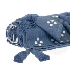 HomeRoots Parkland Collection Transitional Stripes And Dots Blue 50" X 60" Throw