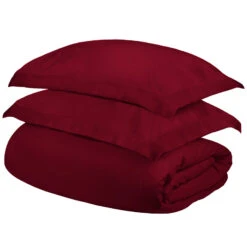 HomeRoots Burgundy King Cotton Blend 400 Thread Count Washable Duvet Cover Set