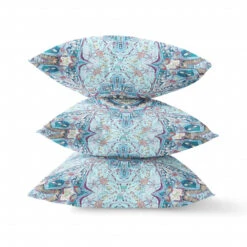 Homezia 20"Light Blue Boho Flower Zippered Suede Throw Pillow -Bed Linings Sale 34deff8ae4be40eaa1582da0e6ded937