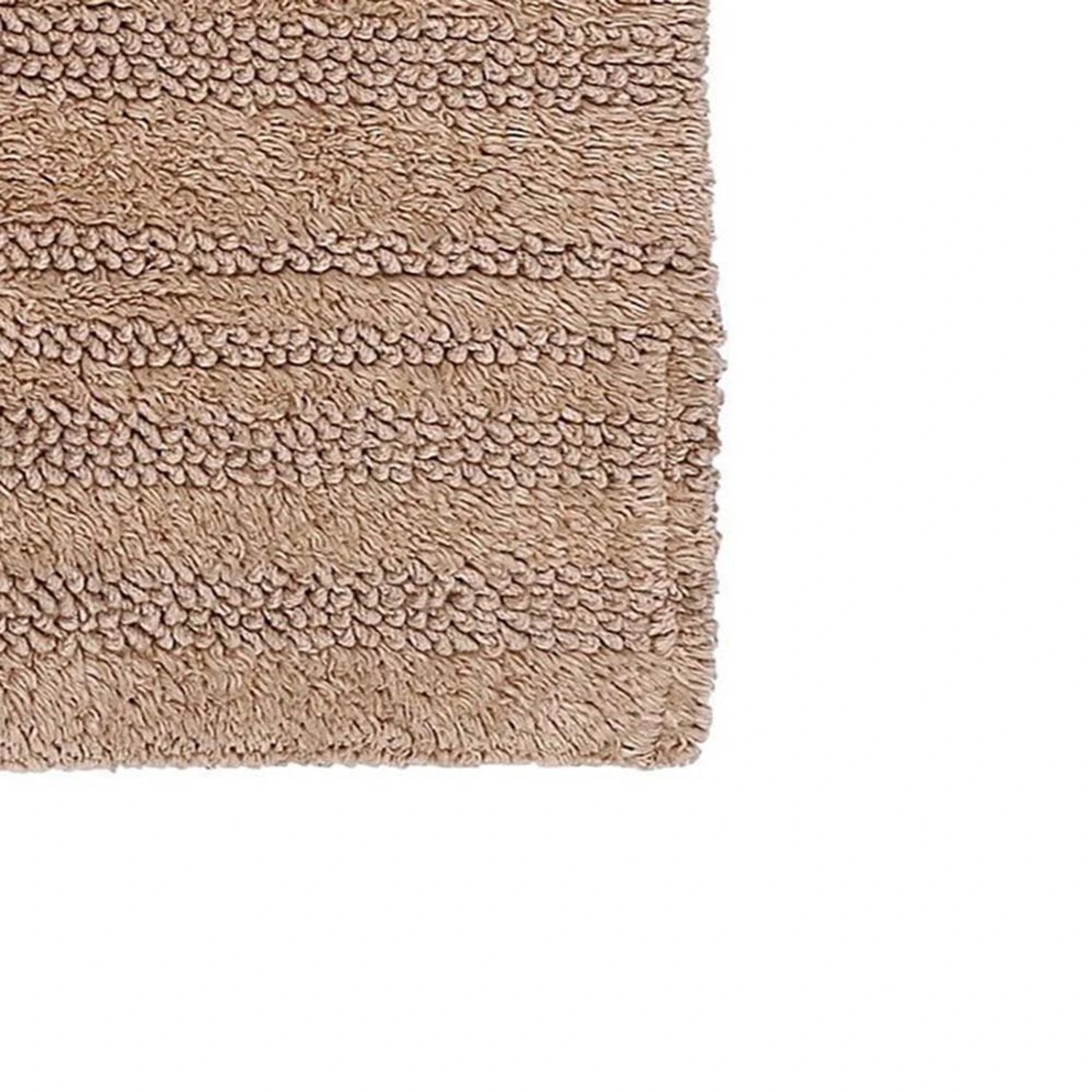 Knightsbridge Luscious Textured Striped All Season Soft Plush Cotton Reversible & Soft Bath Rug 17" X 24" Natural 2 Knightsbridge Luscious Textured Striped All Season Soft Plush Cotton Reversible & Soft Bath Rug 17" X 24" Natural - Image 2