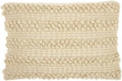 HomeRoots Cream Pom-Pom Detailed Lumbar Pillow