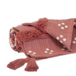 HomeRoots Parkland Collection Transitional Stripes And Dots Pink 50" X 60" Throw