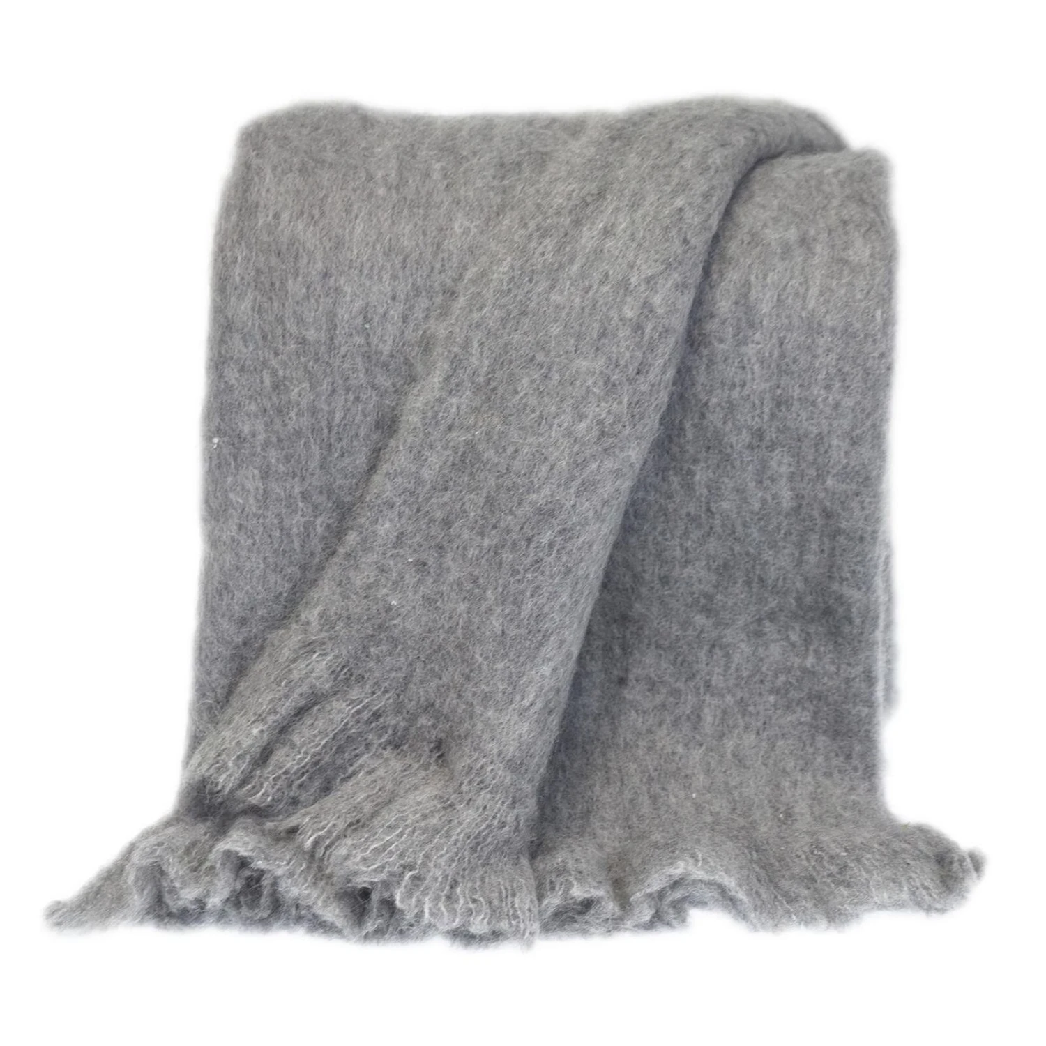 HomeRoots Supreme Soft Gray Solid Color Handloomed Throw Blanket 1 HomeRoots Supreme Soft Gray Solid Color Handloomed Throw Blanket