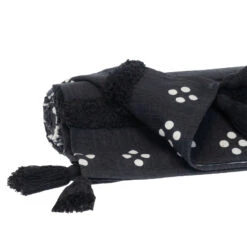 HomeRoots Parkland Collection Transitional Stripes And Dots Black 50" X 60" Throw