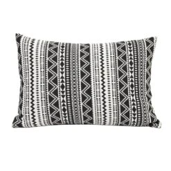 HomeRoots Modern Boho Black And White Stripe Lumbar Accent Pillow