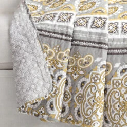 Nesco Stripe Reversible Cotton Throw Yellow/Gray Single 50x60 -Bed Linings Sale 40fba894ae51428bb271185b71117adb