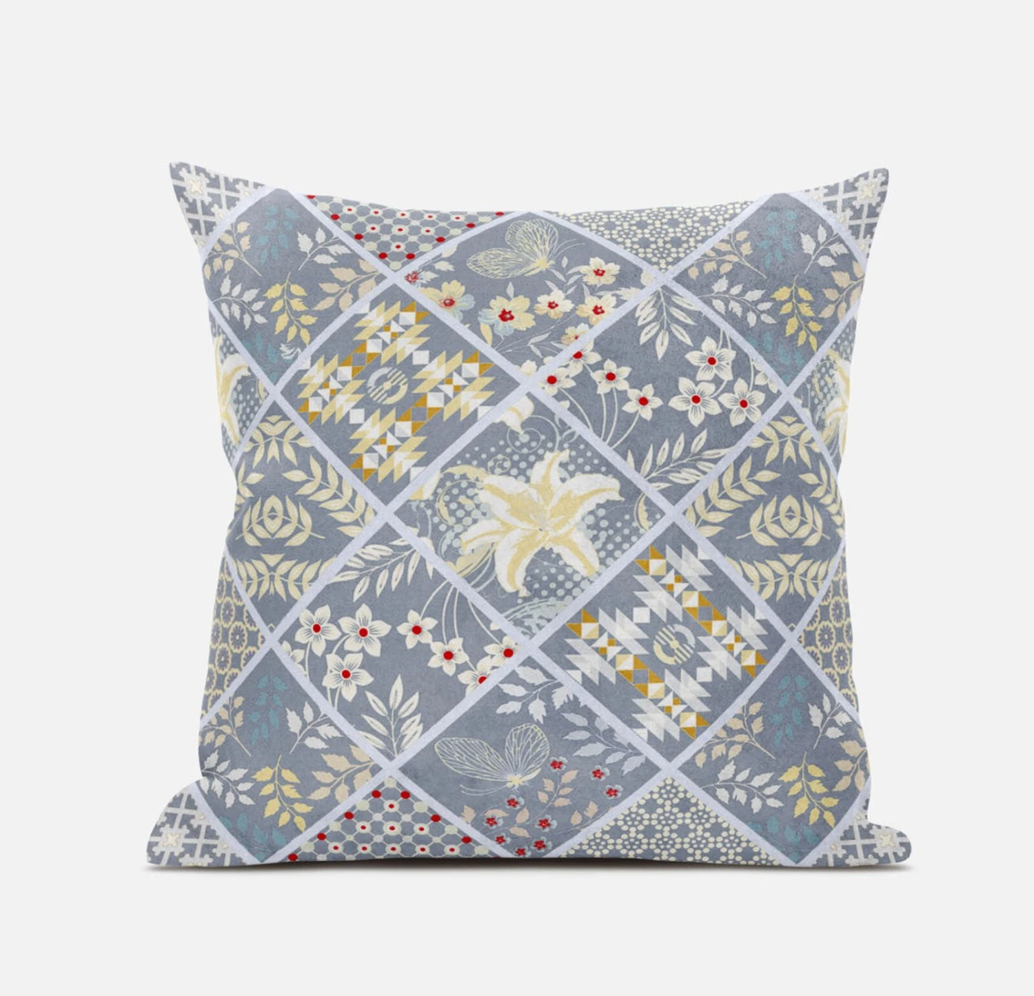 Homezia 20"Gray Yellow Patch Suede Zippered Throw Pillow 1 Homezia 20"Gray Yellow Patch Suede Zippered Throw Pillow