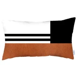 HomeRoots Brown And Black Geometric Lumbar Throw Pillow