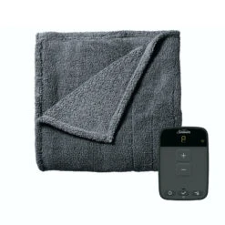 Sunbeam Full Size Electric Lofttec Heated Blanket In Slate With Wi-Fi Connection