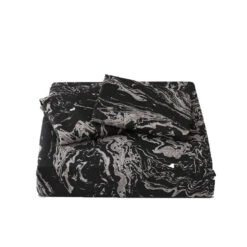 HomeRoots Black And Gray Twin Microfiber 1400 Thread Count Machine Washable Duvet Cover Set