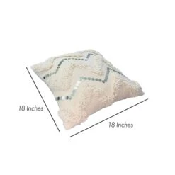 18 X 18 Square Cotton Accent Throw Pillow, Handcrafted Chevron Patchwork, Sequins, Set Of 2, Blush Pink-Benzara -Bed Linings Sale 4a9e6ba98fe74654a9738d64af4f0484