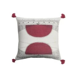 20" Red And White Reflective Sun Geometric Square Throw Pillow