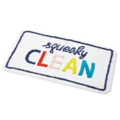 MDesign Soft Cotton Spa Mat Bathroom Rug, "Squeaky Clean" Design - Multi Color -Bed Linings Sale 528f1e45795840a19d911360db477968