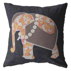 HomeRoots 18” Orange Elephant Zippered Suede Throw Pillow