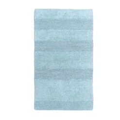 Splendid Striped Bath Rug Is Made Of Soft Plush Cotton Is Super Soft To The Touch 21" X 34" Light Blue